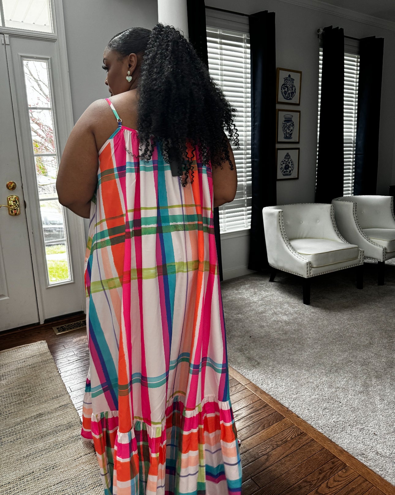 A Stroll in the Sun | White & Pink Striped Maxi