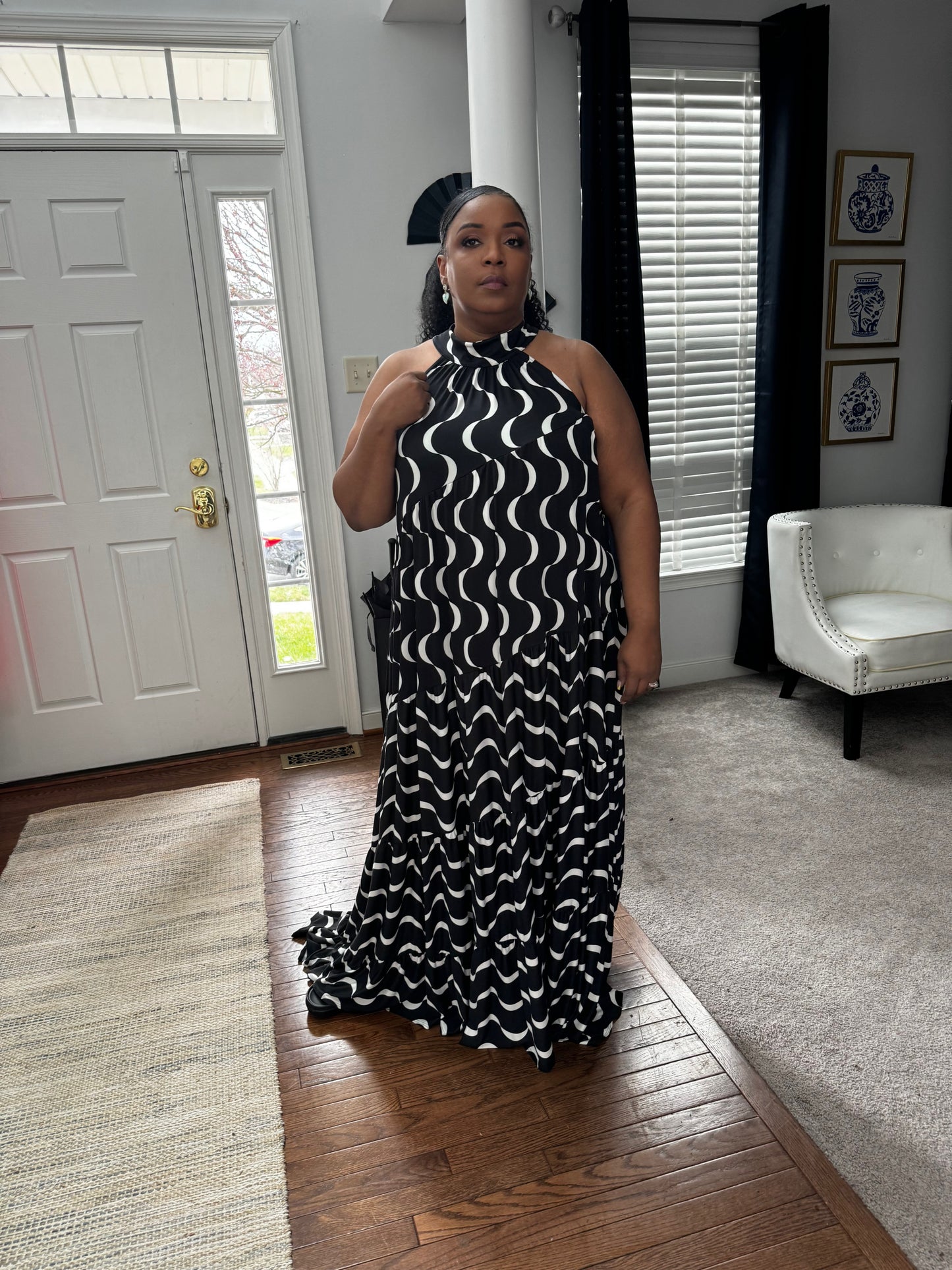 It's Black & White | Halter Dress