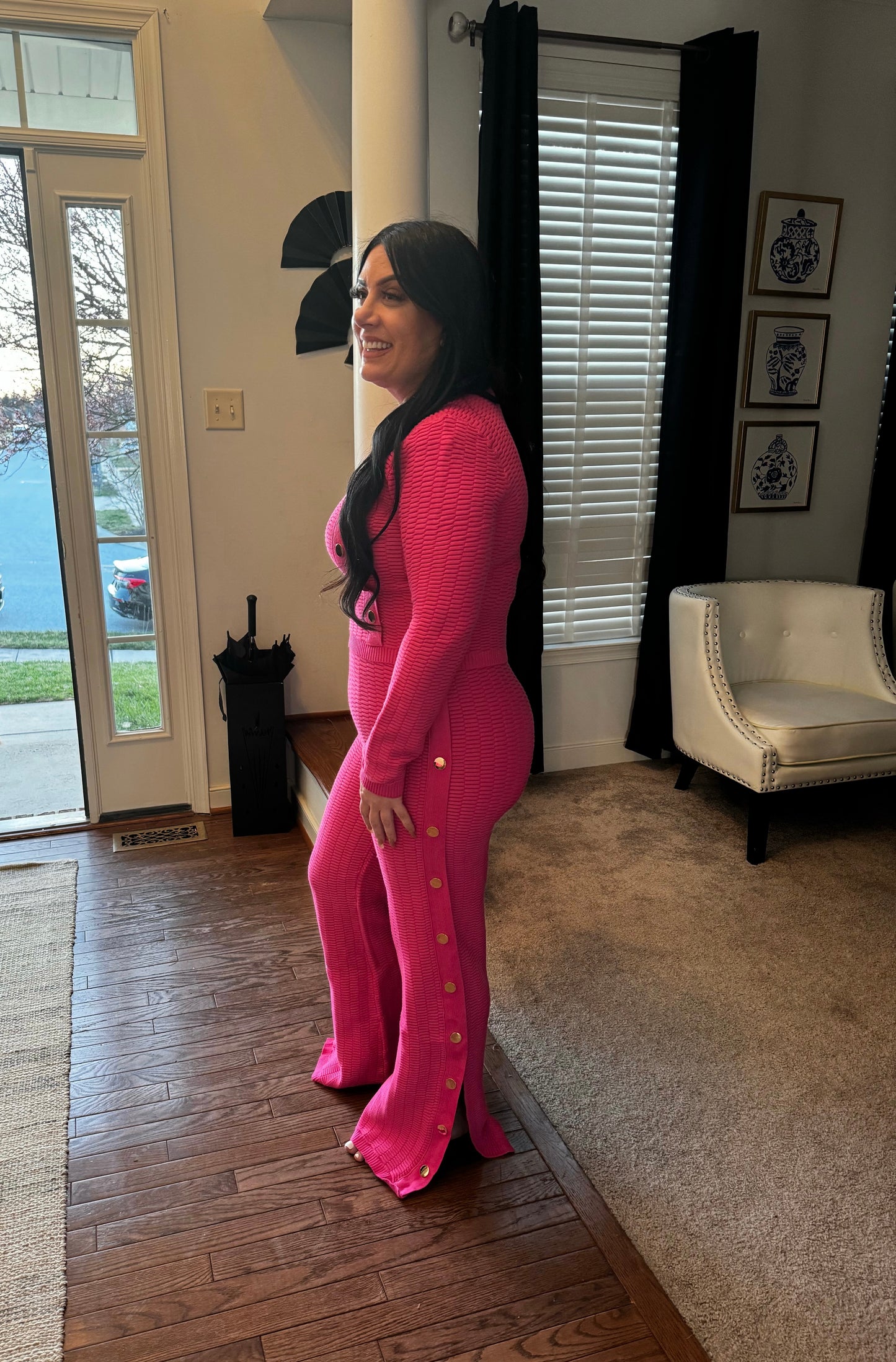 Pretty in Pink | Two-Piece Set With Gold Button Detail