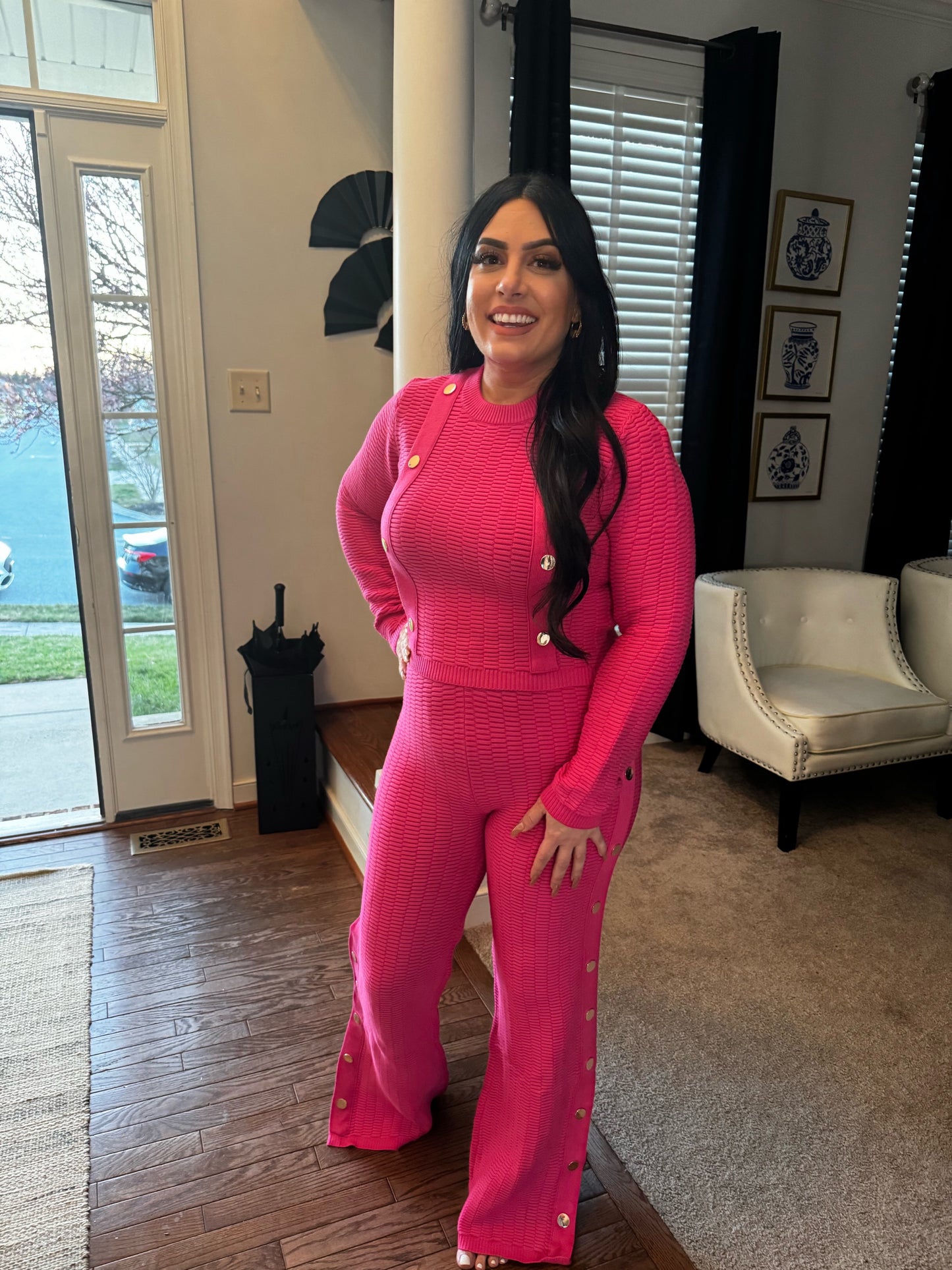 Pretty in Pink | Two-Piece Set With Gold Button Detail