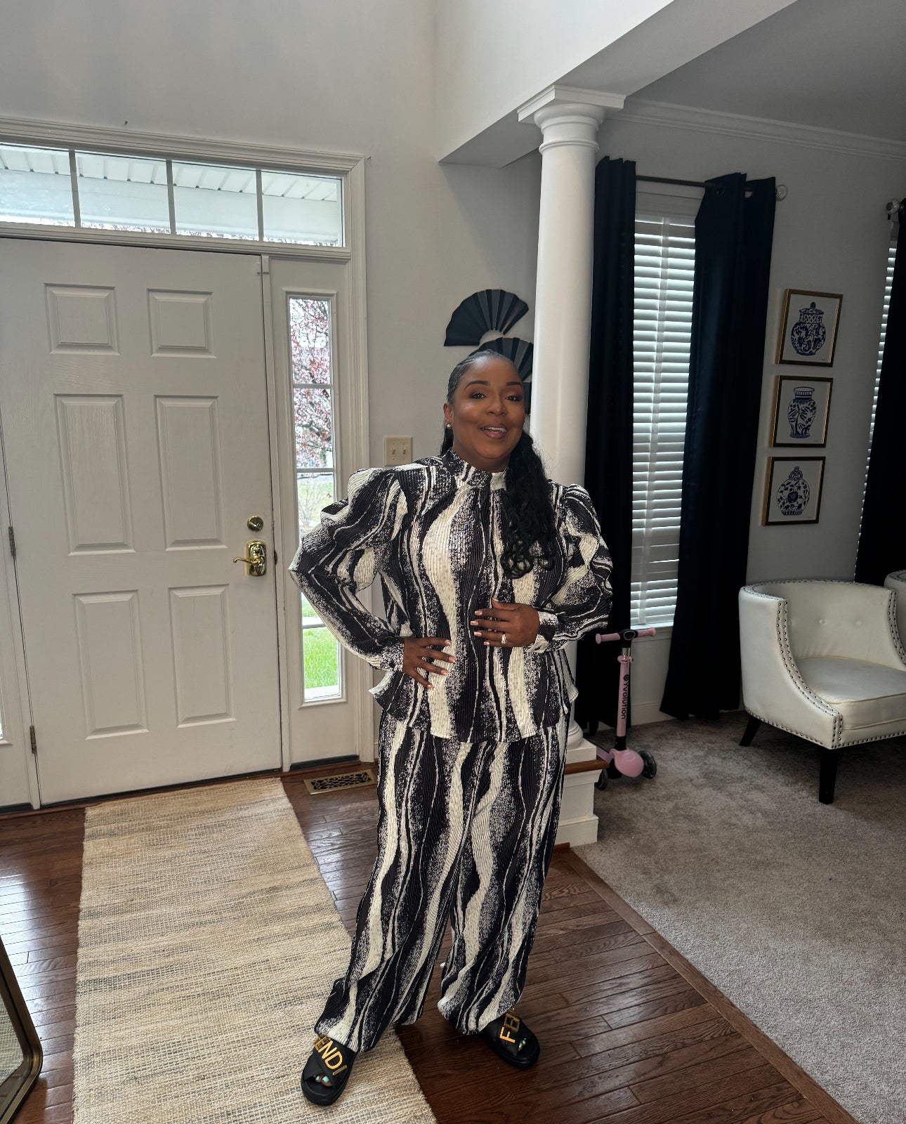 Statement Maker | Black & White Mock Neck 2-Piece Set