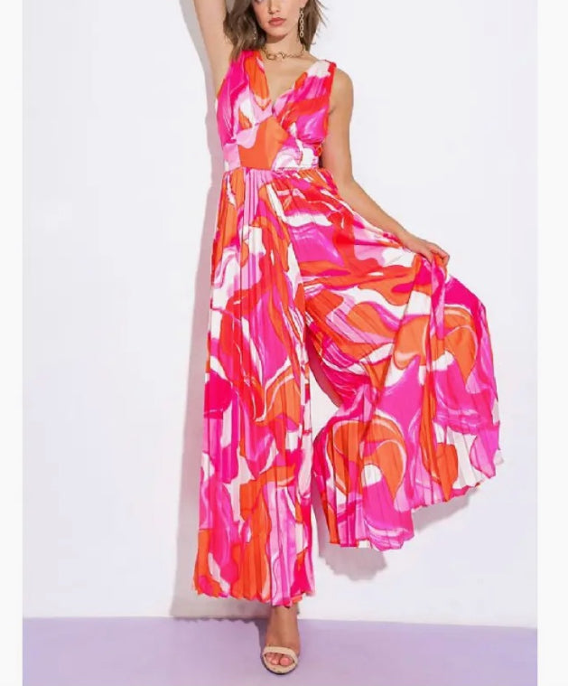Take Me To Brunch | Pink & Red Jumpsuit