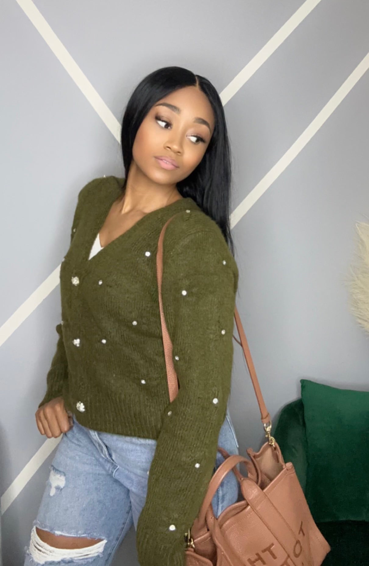 Winter Feels | Crystal Button-Up Sweater
