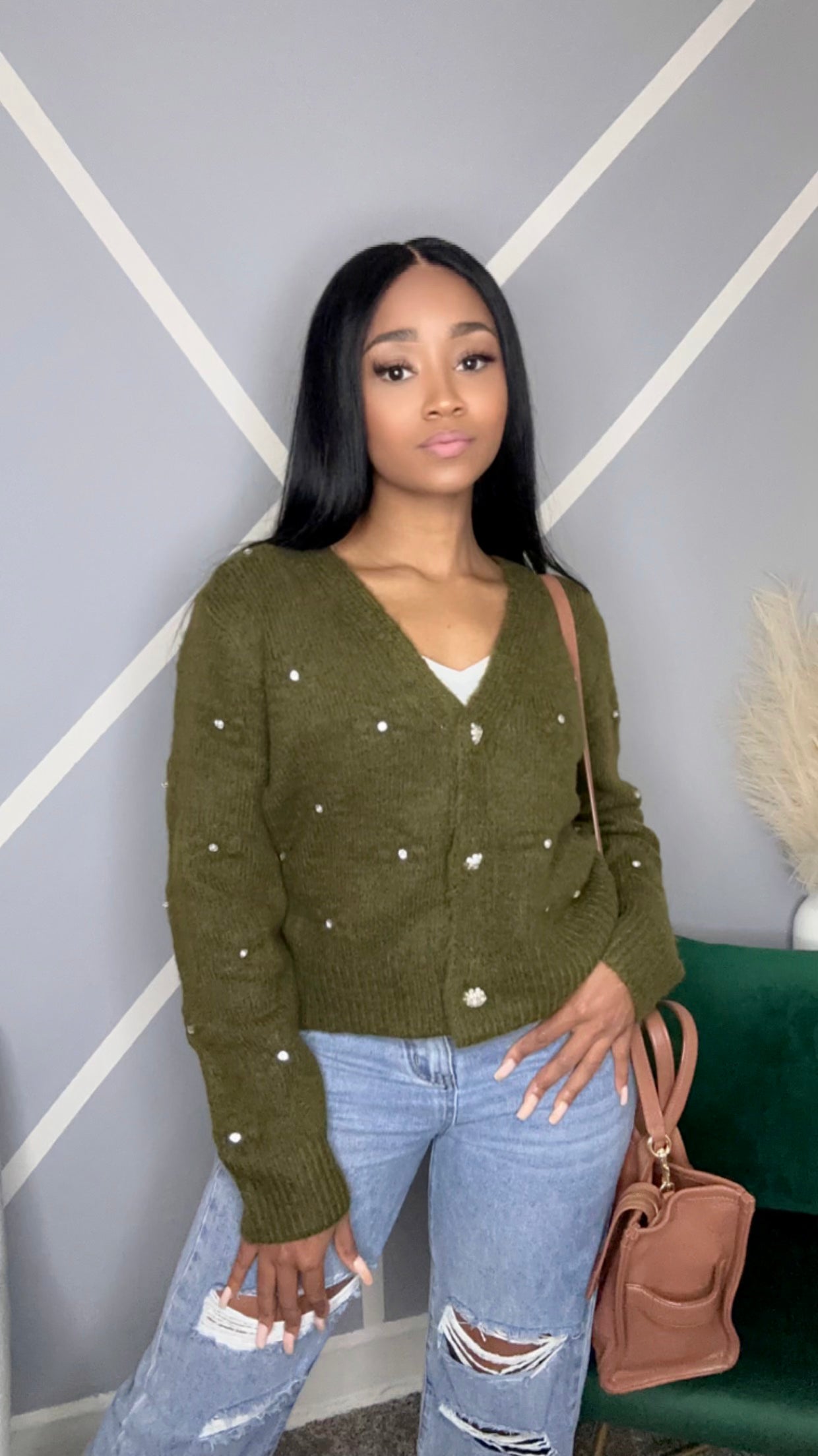 Winter Feels | Crystal Button-Up Sweater