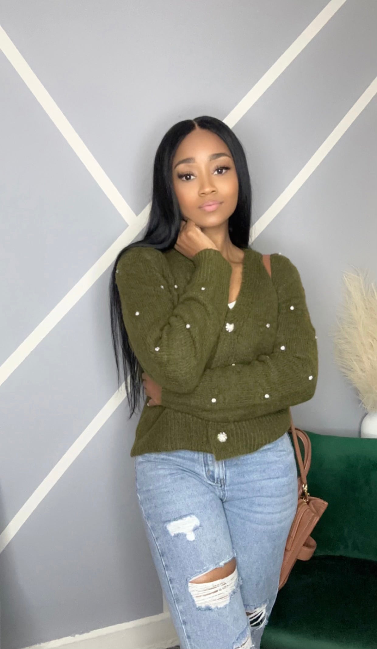 Winter Feels | Crystal Button-Up Sweater