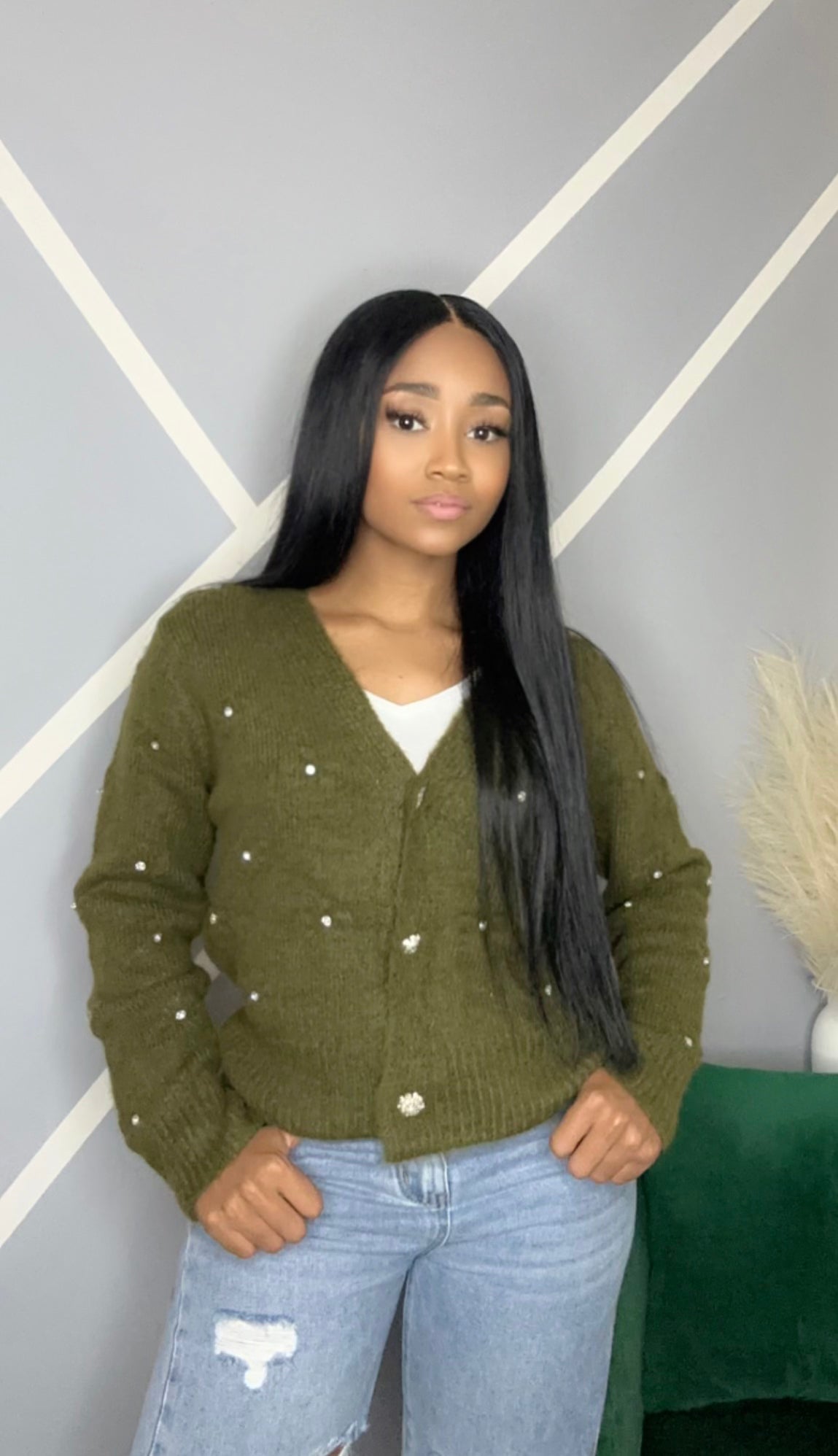 Winter Feels | Crystal Button-Up Sweater