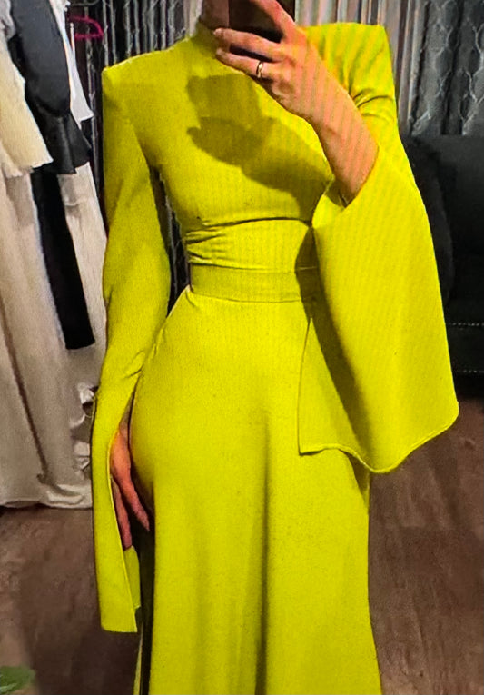 Lemon Drop | Yellow Belted Jumpsuit