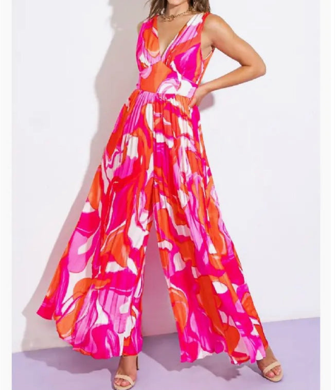 Take Me To Brunch | Pink & Red Jumpsuit