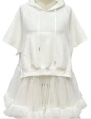 She’s Lovely | White Hooded Tulle Shirt